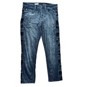 Pilcro Anthropologie Corduroy Slim Boyfriend 26" Crop Pants 31 Blue Patchwork